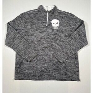 Marvel Punisher Skull Mens Pullover Grey XL 1/4 Zip Long Sleeve White Skull